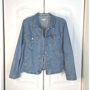 Cherokee Womens XL Cowgirl Denim Trucker Flare Jacket Y2K Boho Denim Western